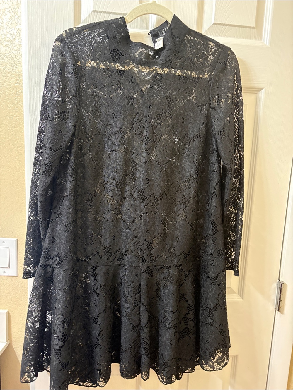 H&M Black Lace Long-Sleeve Mini Dress